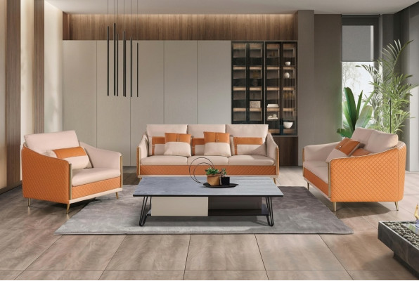 Designer-Sofa Sofa 3 Sitzer Modernes Sofa Wohnlandschaft Ledersofa