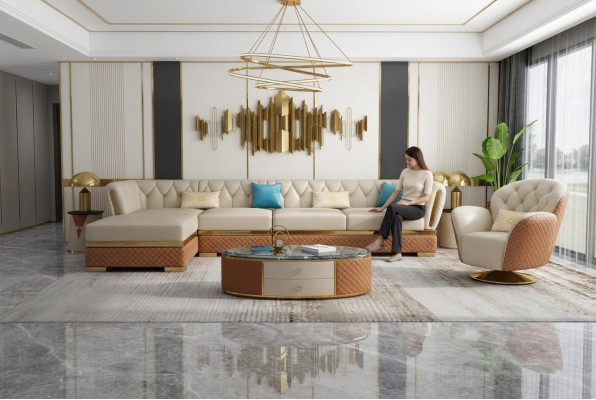 Exklusive Ecksofa Möbel Wohnzimmer Couch Polster Luxus Sofa Eckgarnitur