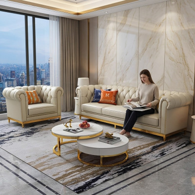 Design Wohnlandschaft Sofagarnitur 3+1 Sitzer Ledersofa Wohnzimmer