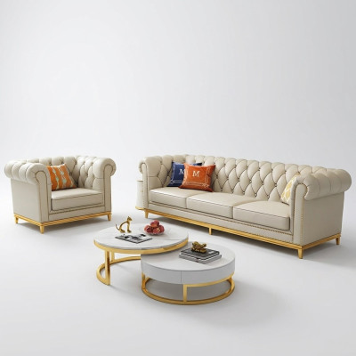 Design Wohnlandschaft Sofagarnitur 3+1 Sitzer Ledersofa Wohnzimmer