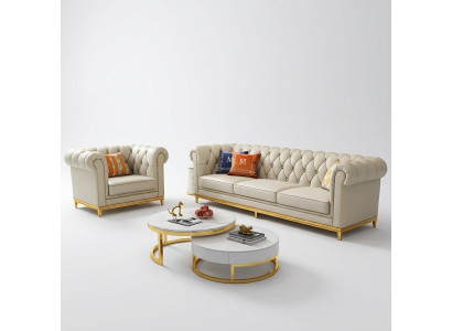 Design Wohnlandschaft Sofagarnitur 3+1 Sitzer Ledersofa Wohnzimmer