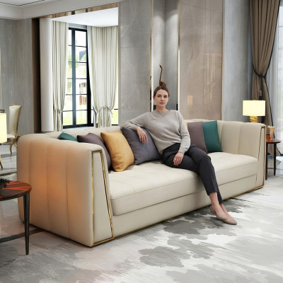 Dreisitzer Wohnlandschaft Modernes Sofa 3 Sitzer Ledersofa Designer