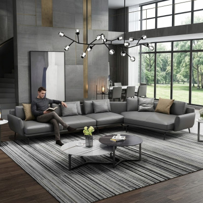 Lederpolster Design Ecksofa Couch Sofa L Form Wohnlandschaft Wohnzimmer