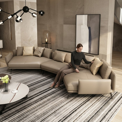 Modernes Sofa Ecksofa U-Form Polstermöbel Wohnzimmer Ledersofa Ecksofa