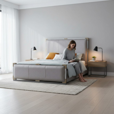 Luxus Designer Schlafzimmer Bett Doppel Betten Hotel 180x200 Italienische