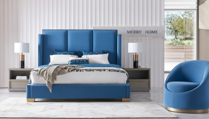 Royal Blue Bett Doppel Schlafzimmer Betten Textil 180x200 Luxus Hotel