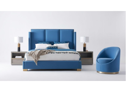 Royal Blue Bett Doppel Schlafzimmer Betten Textil 180x200 Luxus Hotel