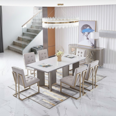 Tisch Set Garnitur Esstisch 6 Stühle Luxus Stil Möbel 8tlg Stuhl Gruppe