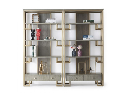 Designer Vitrine 2x Vitrine Holz Schrank Schränke Wohnzimmer Regale