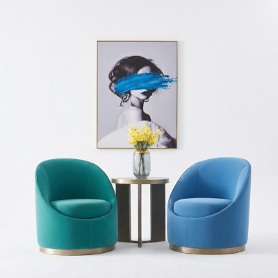 Turkis Wohnzimmer Design Sessel Einsitzer Polster Möbel Lounge Club