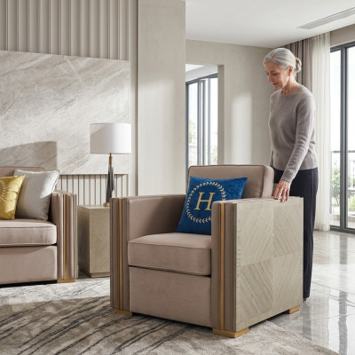 Luxus Sessel Möbel Wohnzimmer Einsitzer Sofa Couch Lounge Club Hotel