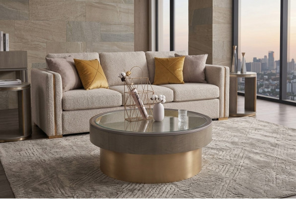 Runder Design Couchtisch Glas Rundtisch Beistell Tische Runde Sofa