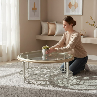 Couchtisch Beistelltisch Glastisch Wohnzimmer Designertisch Möbel Runde