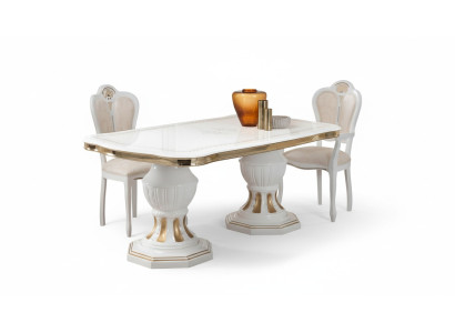 Klassischer Esstisch Tisch Wohnzimmer Italienischer Tische Stil Möbel Weiss Gold