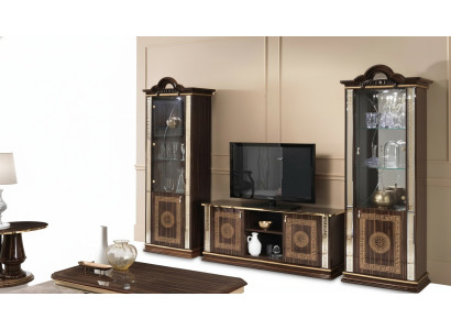 Italienische Wohnwand Möbel Schrank Vitrine rtv 3tlg. Set Luxus tv vitrinen glas