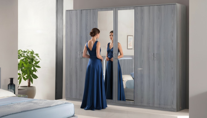 Schlafzimmer Möbel Kleiderschrank Schränke Schrank Schrankwand 6 Türen Holz Neu