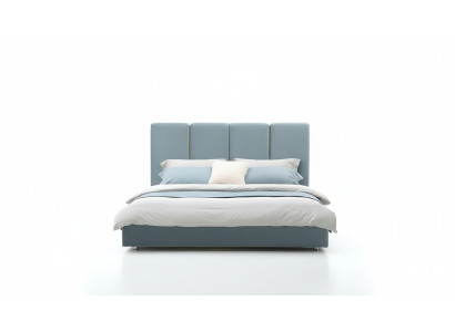 Designer Bett Blau 180x200 Schlafzimmer Betten Textil Hotel Luxus Polster Sitz