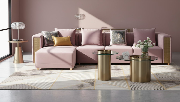 Ecksofa L-Form Couchtisch Polster Ecke Wohnzimmer Luxus Möbel Sofa Couch 3tlg