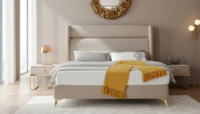 Doppelbett Schlafzimmer Hotel Ehe Luxus Bett 2x Nachttisch 3tlg. Set Betten Neu