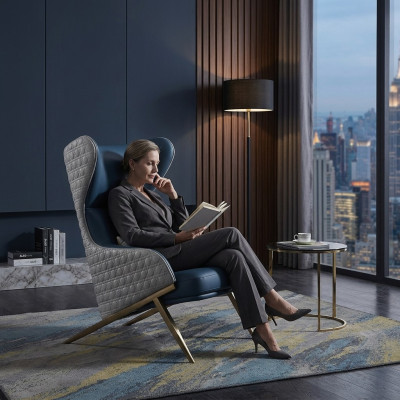 Luxus Design Möbel Moderner Design Sessel 74*90cm Leder Wohnzimmer