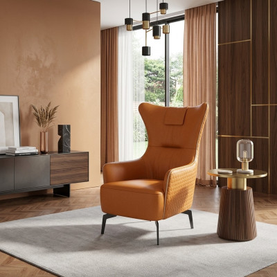 Orange Sessel Leder Sessel 76 x 80 cm Einsitzer Luxus Design Möbel