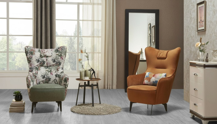 Luxus Design Möbel Stühle Moderner Design Deko Sessel Textil Wohnzimmer