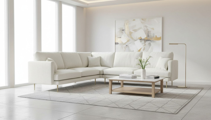Eleganz in Weiß für Ihr exklusives Designer Sofa im luxuriösen L-Form Stil