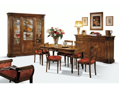 Design Esszimmer Set Garnitur 7tlg Holz Möbel Kommode 4x Stuhl Tisch Vitrine Neu