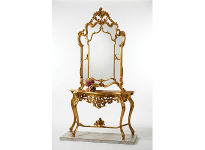 Spiegelkonsole Landhausstil Konsole Schminktisch mit Spiegel Konsolentisch Gold