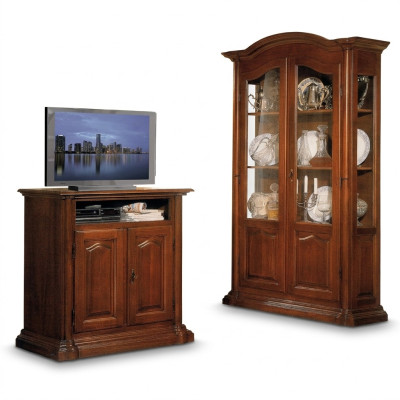 Vitrinen Glas Wohnzimmer Schrank Echtholz Vitrine Möbel Anrichte Massive Holz