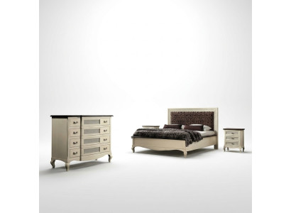Luxus Schlafzimmer Set 4tlg. Bett 2 Nachttische Kommode Massivholz Möbel Italien