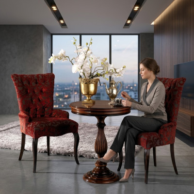 Wohnzimmer Lehn Stühle Luxus Sessel Stuhl Holz Braun Italienische Möbel Polster