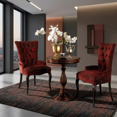 Wohnzimmer Lehn Stühle Luxus Sessel Stuhl Holz Braun Italienische Möbel Polster