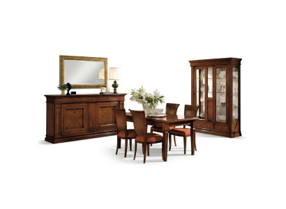 Esszimmer Esstisch Stuhle Kommode Vitrine Gruppe Garnitur Holz Braun 7 tlg. Set
