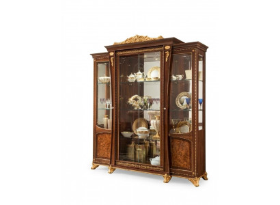 Vitrinen Holz Glas Schrank Echtholz Anrichte Vitrine Wohnzimmer Möbel Italien
