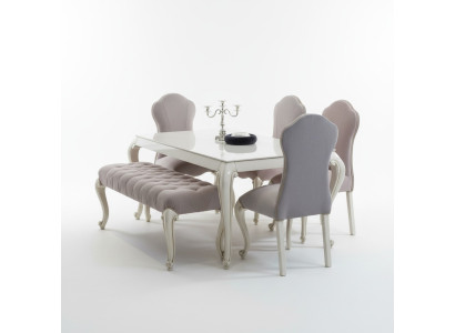 Esszimmer Set Design Garnitur 6tlg. Holz Möbel 4x Stuhl Tisch Hocker Gruppe Neu