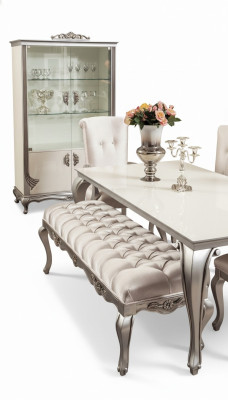 Hocker Sitz Bänke Design Textil Stoff Wohnzimmer Bank Luxus Chesterfield