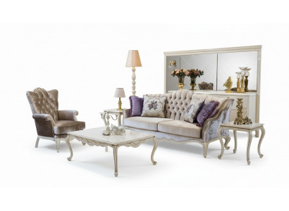 Sofagarnitur Sofa Vitrine Beistelltisch Couchtisch Sessel Sofas Set 5tlg.