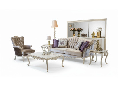 Sofagarnitur Sofa Vitrine Beistelltisch Couchtisch Sessel Sofas Set 5tlg.