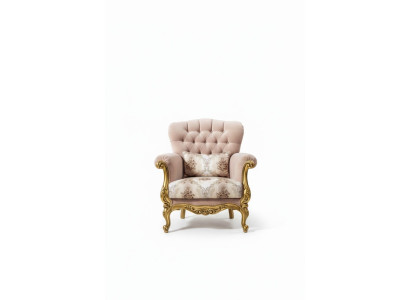 Design Sessel Luxus Holz Möbel klassisches Chesterfield Textil Wohnzimmer Neu
