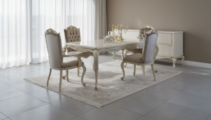 Klassisches Esstisch 4x Stühle Esszimmer Gruppe Tisch Tische Sitzgruppe 5tlg
