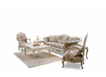 Luxus Sofagarnitur Sitzer Couchtisch Sofa Sofas Sessel Stoff Couch 4tlg.