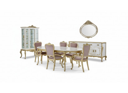 Design Esszimmer Set 8tlg Esstisch Stuhl Kommode Vitrine Spiegel