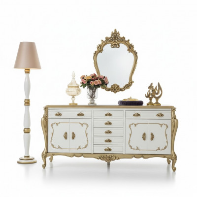 Sideboard Kommoden Anrichte Möbel Schrank Garnitur Set 2tlg Kommode Spiegel Neu