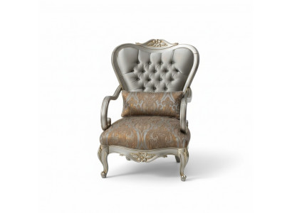 Silberner Chesterfield Sessel Französische Stil Möbel Stuhl Einsitzer Holz