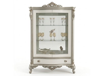 Klassische Silber Vitrine Französische Stil Möbel Anrichte Glasschrank
