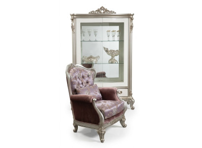 Klassischer Sessel mit Blumenmuster Lila Sofa Einsitzer Barock Rokoko