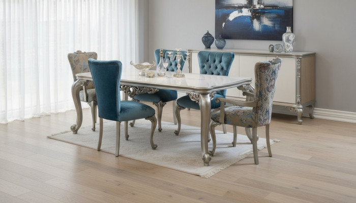 Komplett Set Esstisch 6 Stühle Esszimmer Ess Gruppe Holz Set 7tlg. Barock