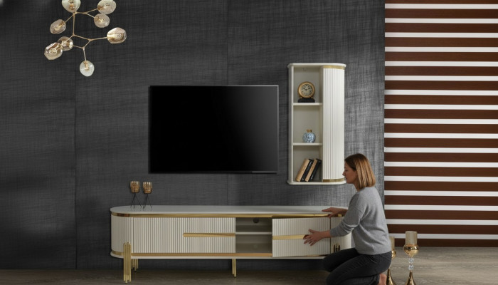 Luxus tv Schrank Fernseh Ständer Kommode Anrichte Sideboard Wohnwand 2tlg Neu
