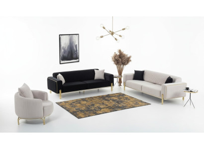 Luxus Sofagarnitur Couch Set Sofa Polster Couchen 3+3+1 Polstergarnituren Samt